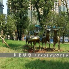 梅花鹿銅雕，公園動(dòng)物銅雕