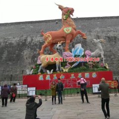 玻璃鋼三羊開(kāi)泰雕塑，玻璃鋼羊雕塑