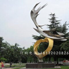 鳳凰展翅不銹鋼雕塑，公園景觀雕塑