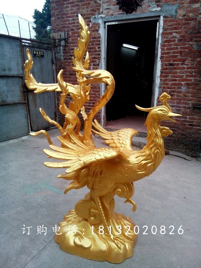 玻璃鋼鳳凰，玻璃鋼仿銅動(dòng)物