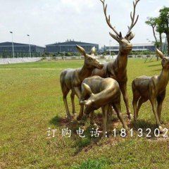 梅花鹿銅雕，園林景觀銅雕，公園動(dòng)物銅雕