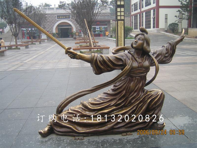 古代美女舞劍銅雕，廣場(chǎng)人物銅雕