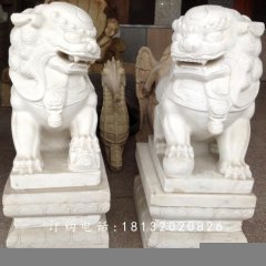 小獅子石雕，漢白玉獅子雕塑