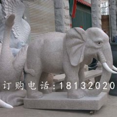 大理石小象，公園動物石雕