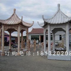 六角涼亭石雕，公園石雕涼亭