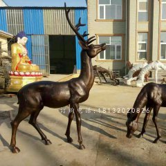 銅鹿雕塑，公園動物銅雕