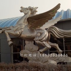 不銹鋼飛馬雕塑，馬踏祥云雕塑