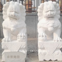 漢白玉獅子石雕，門口獅子石雕