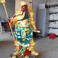 持刀關(guān)公雕塑，玻璃鋼彩繪關(guān)公雕塑