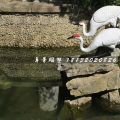 丹頂鶴石雕，公園動物石雕