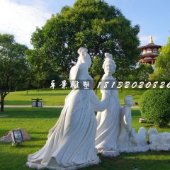 古代美女石雕，公園漢白玉人物雕塑