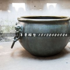 水缸銅雕，仿古銅水缸