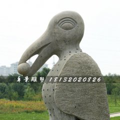 烏鴉石雕，公園動(dòng)物石雕