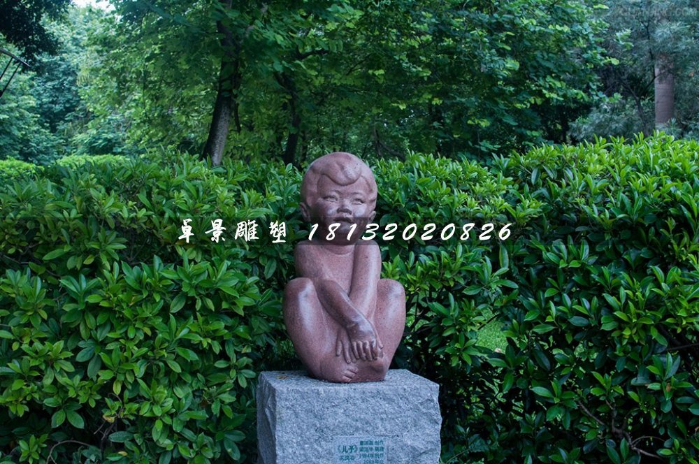 小男孩石雕，公園人物石雕