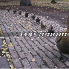 一窩小鴨子銅雕，公園動物銅雕