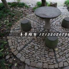 青石圓桌圓凳，公園桌椅石雕