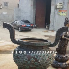 香爐雕塑，寺廟三足銅香爐