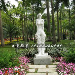 清風(fēng)石雕，公園少女石雕