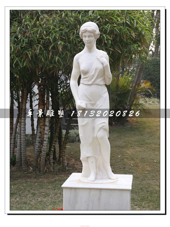 漢白玉美女石雕，公園人物雕塑