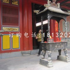 銅雕香爐，寺廟方形香爐銅雕