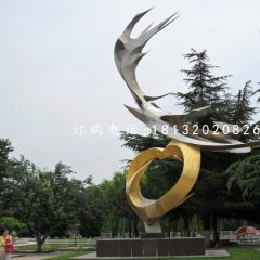 鳳凰展翅雕塑公園不銹鋼抽象雕塑