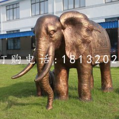 大象銅雕，公園動物雕塑