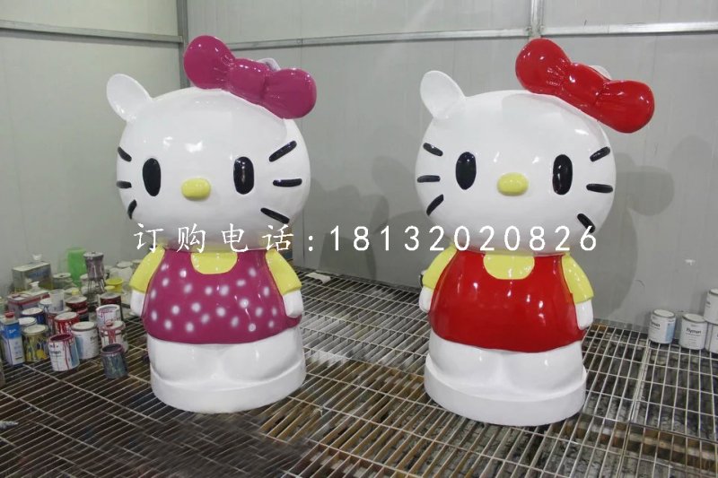 玻璃鋼hello kitty雕塑，卡通雕塑