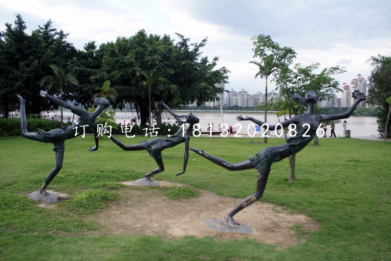 奔跑的小女孩銅雕，公園景觀銅雕