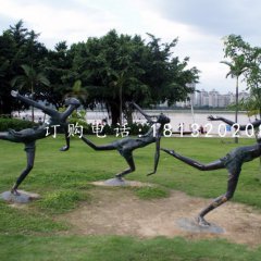 奔跑的小女孩銅雕，公園景觀銅雕