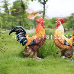 玻璃鋼公雞雕塑，公園動物雕塑