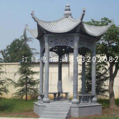 六角青石涼亭，公園景觀石雕