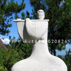 吹笛子雕塑，抽象古代美女石雕