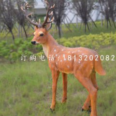 公園梅花鹿雕塑玻璃鋼仿真動(dòng)物