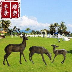 小鹿一家雕塑公園玻璃鋼動(dòng)物