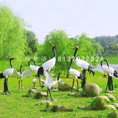 玻璃鋼丹頂鶴，仿真動物雕塑，公園景觀雕塑