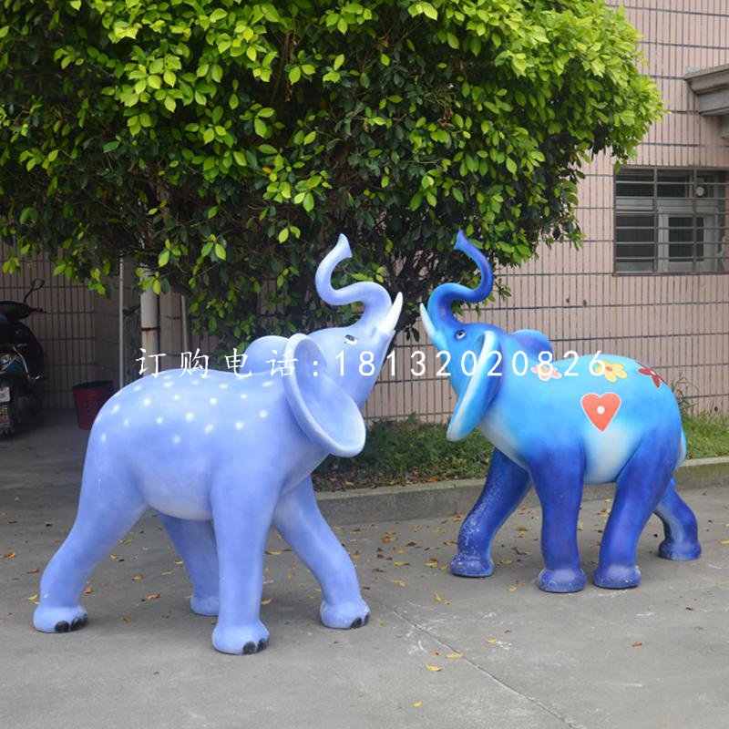 玻璃鋼彩繪大象，彩繪動(dòng)物，公園景觀雕塑