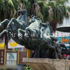 古代青銅馬車雕塑 街邊景觀雕塑