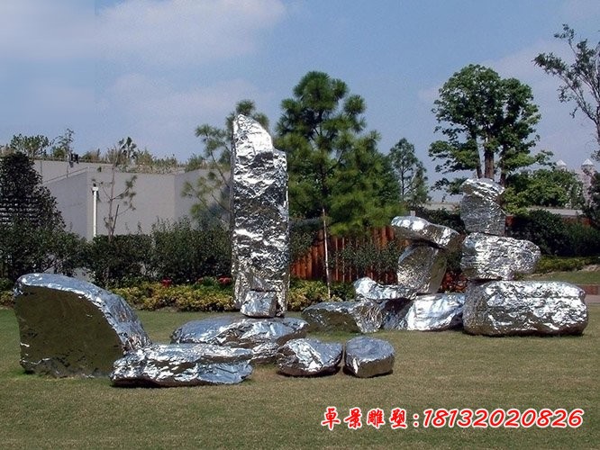 不銹鋼抽象石頭 公園景觀雕塑