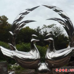 不銹鋼公園抽象孔雀雕塑