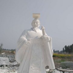 漢白玉古代帝王秦始皇石雕