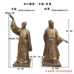 校園古代詩人李白和杜甫銅雕