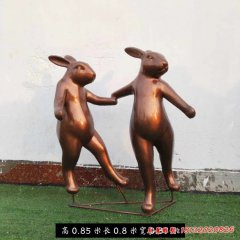 銅雕庭院動物兔子